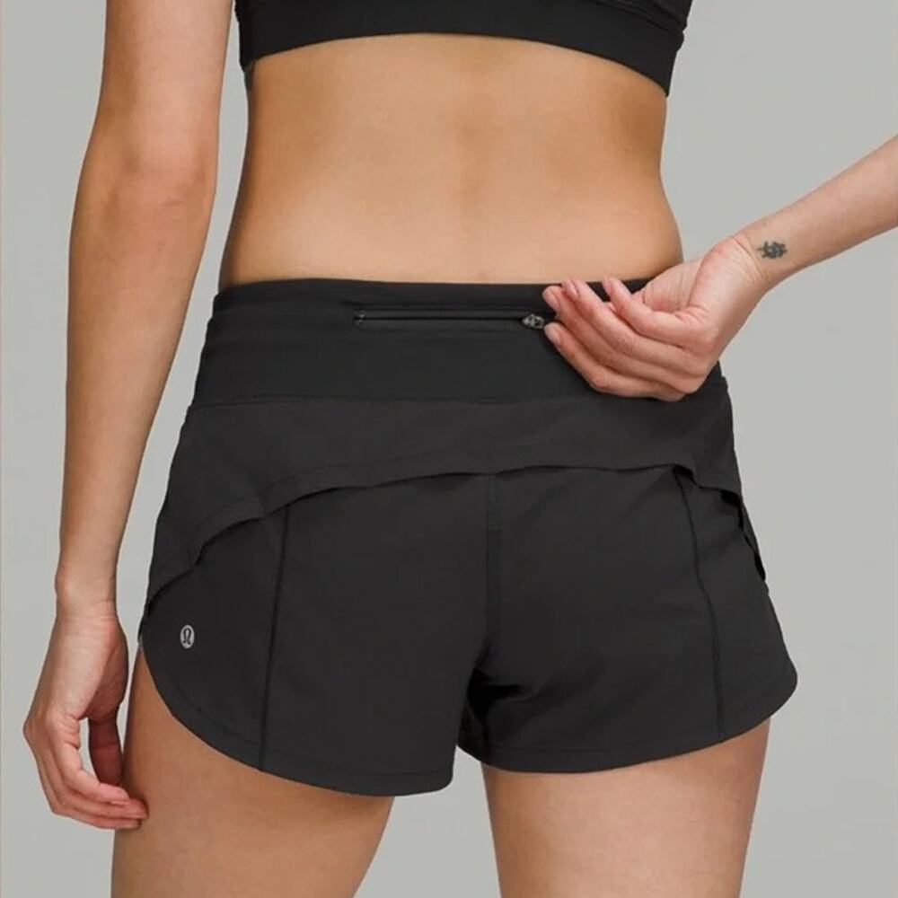 Lululemon Black Speed Up Low Rise Lined 2.5" Athletic Running Shorts Size 8